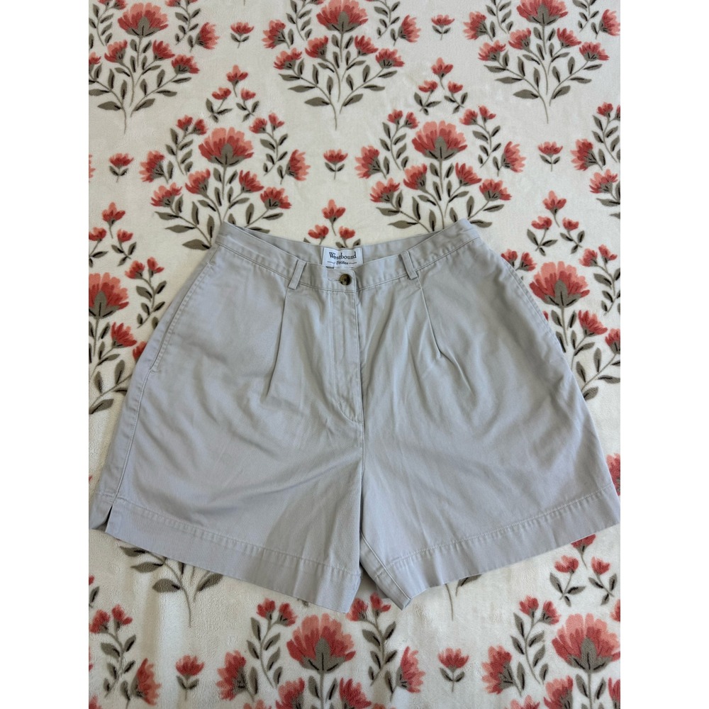 Westbound Petites 12 Shorts Khaki Gray Pleated Cotton High Rise Vintage 90s